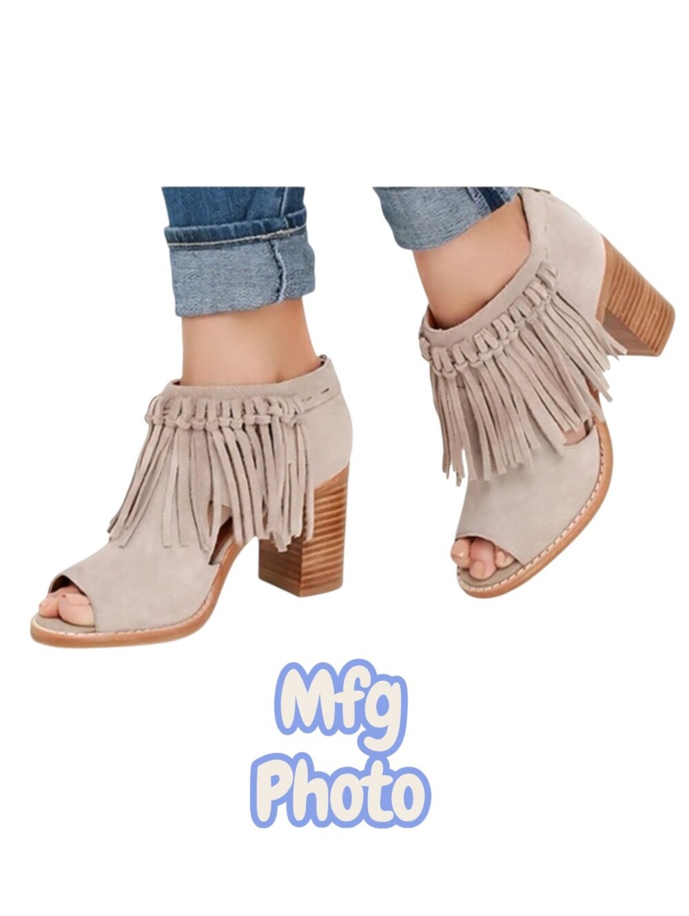 Sbicca Hickory Beige Suede Leather Fringe Ankle Booties, Womens 6